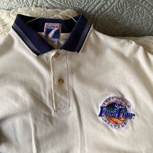 1995 NCAA Final Four Seattle Logo 7 Collared Polo Shirt in Cream and Navy Blue